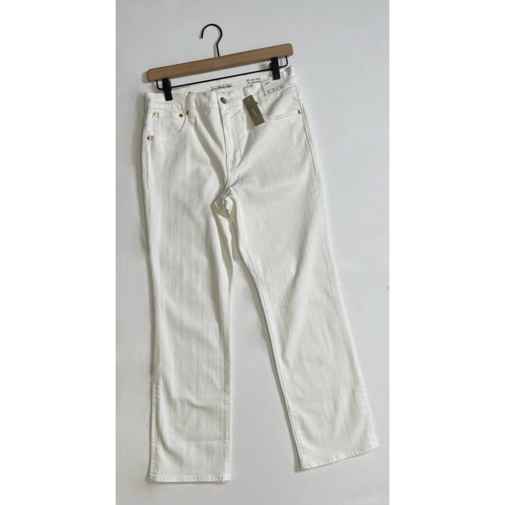 NWT!! J. CREW Mid Rise Kickout Jeans Denim White Stretch Solid Cropped 27 Tall