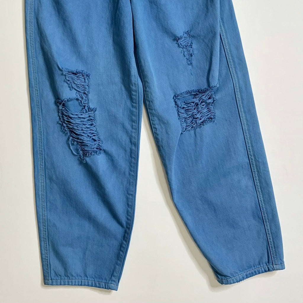 NWT!! 7 FOR ALL MANKIND Balloon Distressed Denim Jeans Tapered Blue Size 26