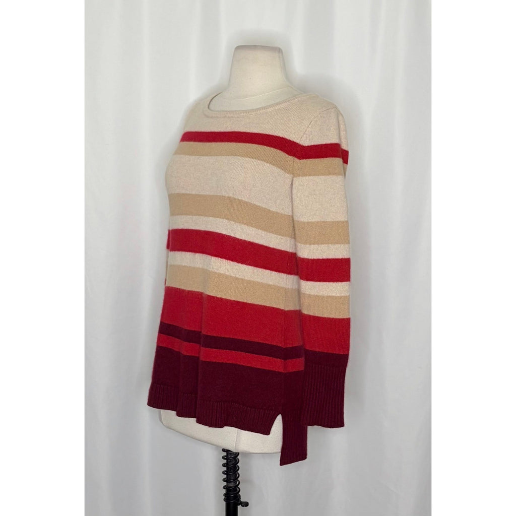 ATHLETA Cashmere Lodge Striped Sweater Pullover Chianti Multi Stripes Small