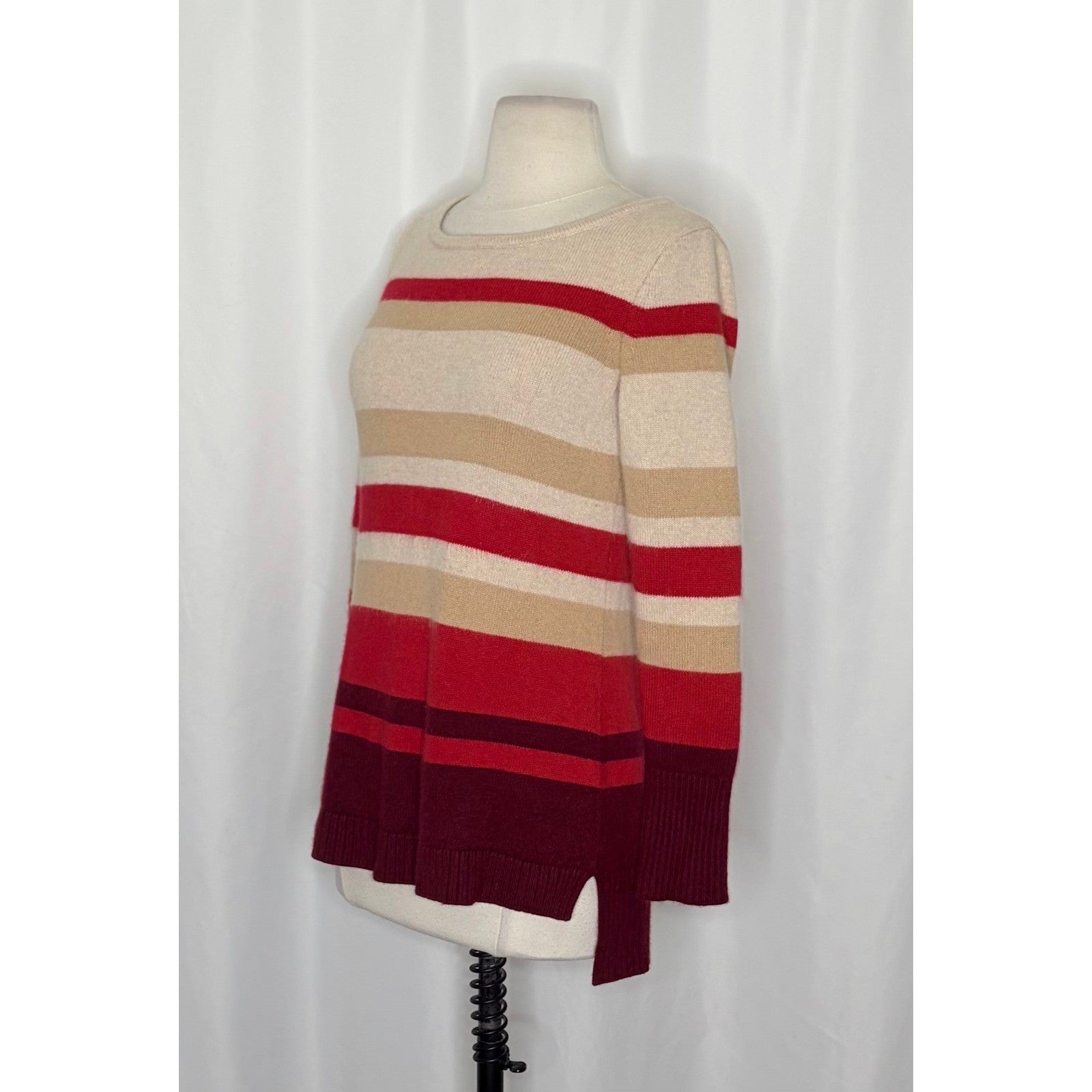 ATHLETA Cashmere Lodge Striped Sweater Pullover Chianti Multi Stripes Small