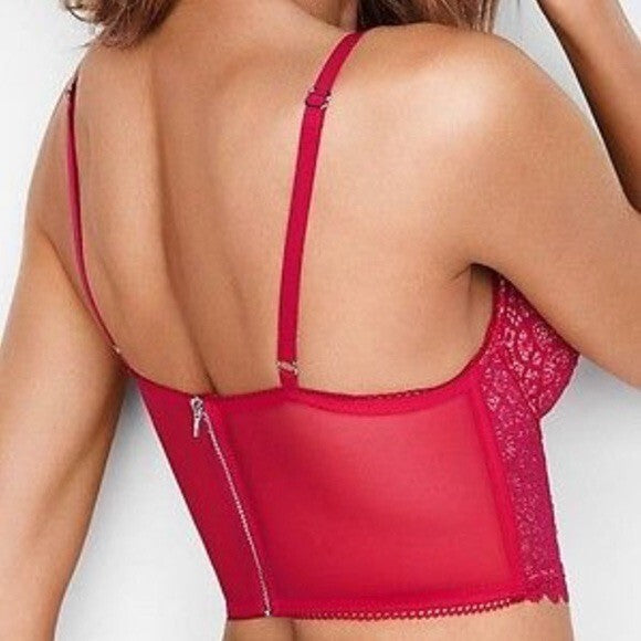 NWT!! VICTORIA'S SECRET Padded Demi-Buste Cousinne Longline Lace Bra 32D