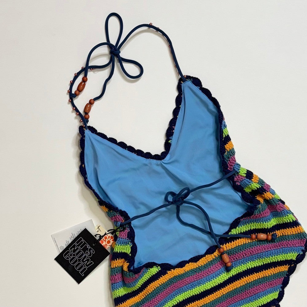 NWT!! FREE PEOPLE It's Now Cool the Crochet Tie One Piece Swimsuit Medium Large