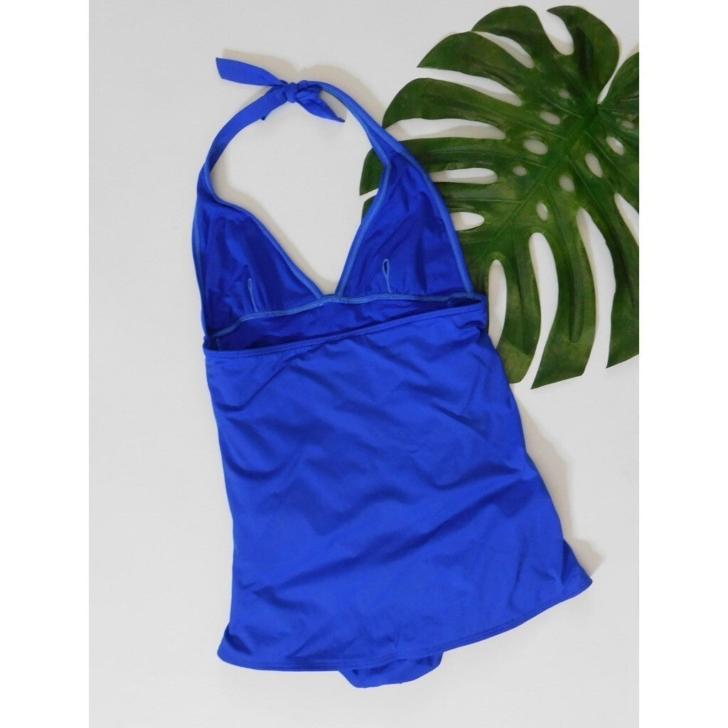 JUICY COUTURE Blue Miss Divine Hearts Pinup One Piece Halter Swimsuit Large