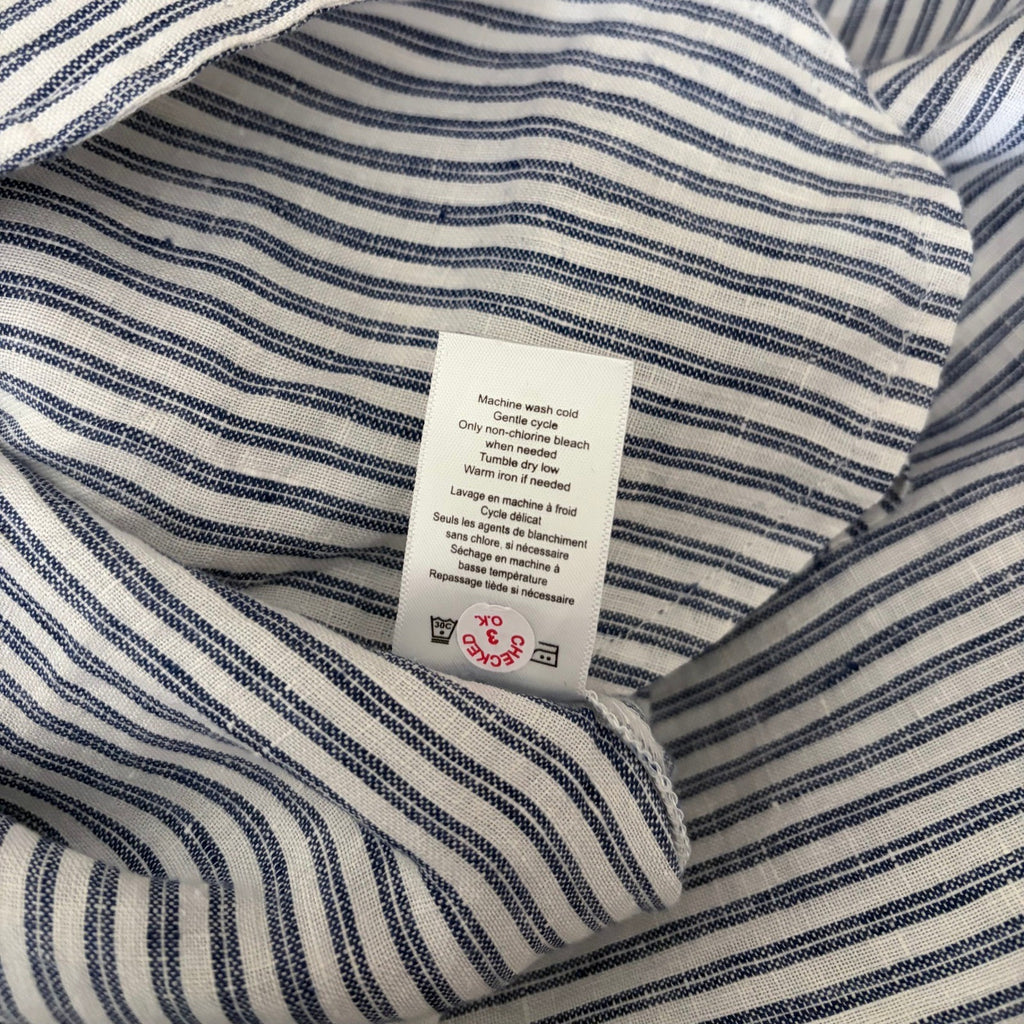 NWT!! COLDWATER CREEK Cross Dyed Striped Linen Tunic Topper Blue White Medium