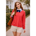 WHITE + WARREN Pink Cashmere Knit Pullover Sweater Pockets Solid Waffle Large