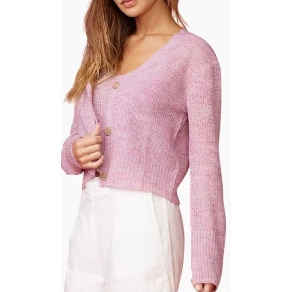 Revolve MONROW Two Piece Twinset Cardigan Tank Sweater Wool Mohair Purple XS