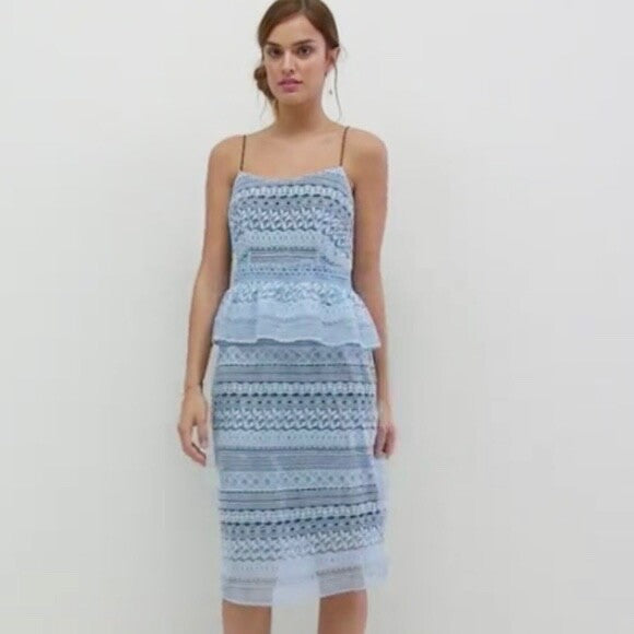 NWT!! LITTLE WHITE LIES Blue Crochet Lace Peplum Sheath Dress XX-Large XXL