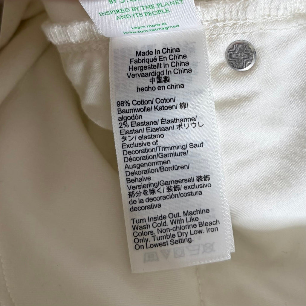 NWT!! J. CREW Curvy Slim Wide Denim Jeans Solid White Raw Hems Stretch Size 27
