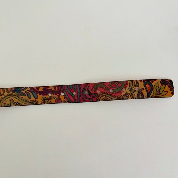 Unisex JON WYE Leather Paisley Belt Western Retro Made in USA Men Women 46"