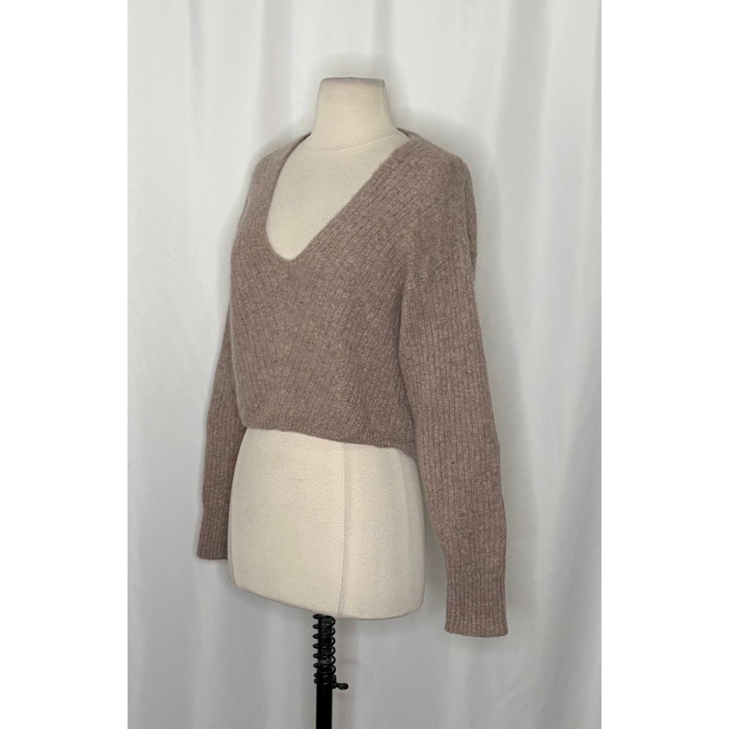 FREE PEOPLE Elias Cashmere Sweater Cropped Pullover Taupe Knitwear X-Small