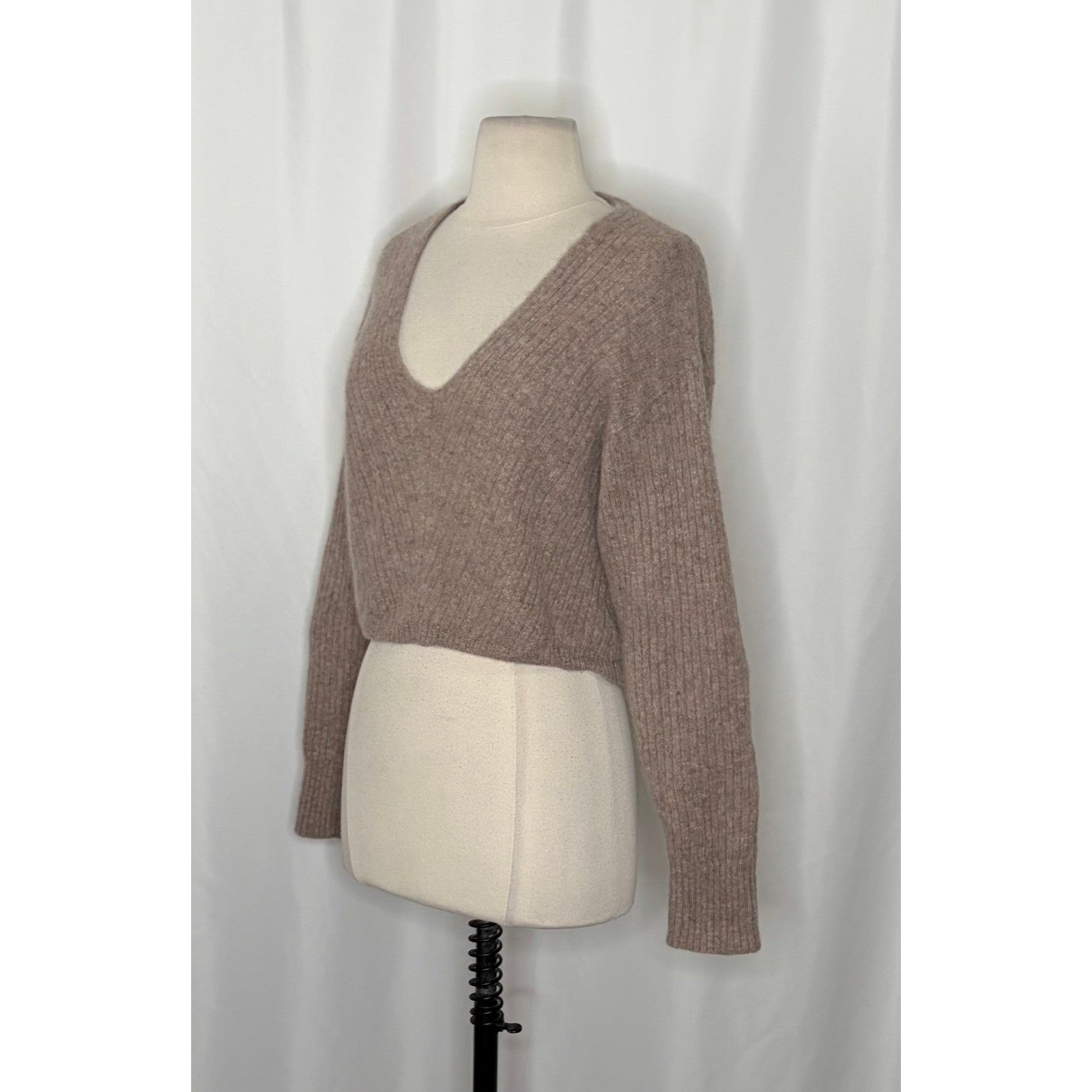 FREE PEOPLE Elias Cashmere Sweater Cropped Pullover Taupe Knitwear X-Small