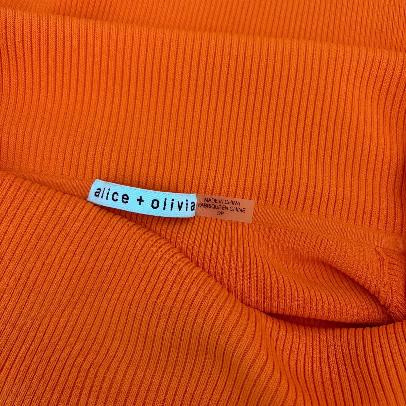 ALICE + OLIVIA Dolan Pullover Orange Blaze Knit Off The Shoulder Sweater Small
