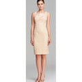 SUE WONG Nocturne Champagne Sequin Sleeveless Party Cocktail Sheath Dress Size 4