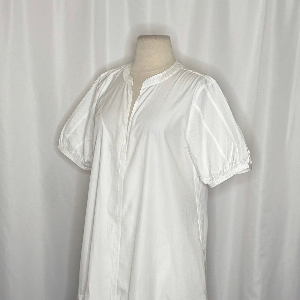 NWT!! J. CREW Delilah Dress Cotton Poplin Solid White Mini Ruffle Small Tall ST