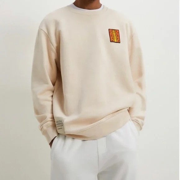 NWT!! ZARA x Keith Haring Foundation Patch Sweatshirt Streetwear Collaboration S