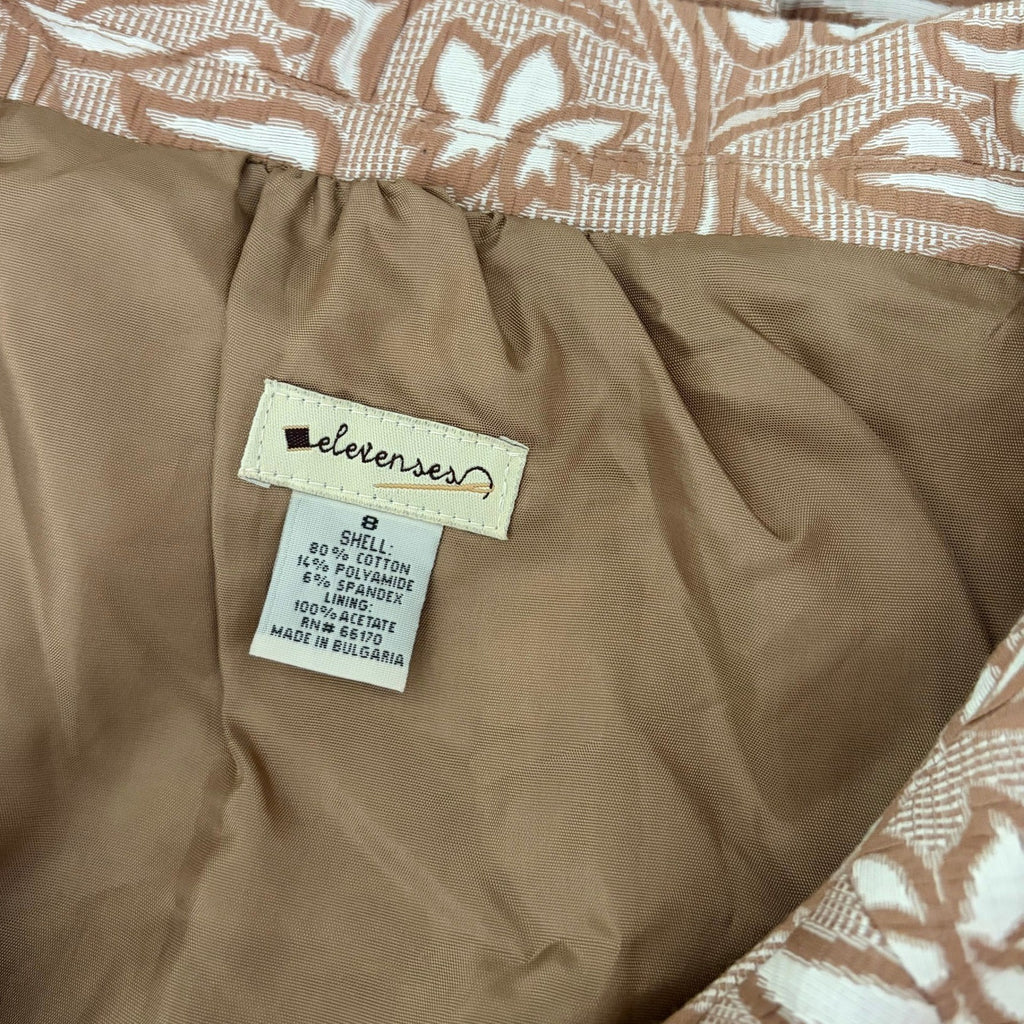 Anthropologie ELEVENSES Floral Jacquard Peplum Blazer Jacket Cream Tan Size 8