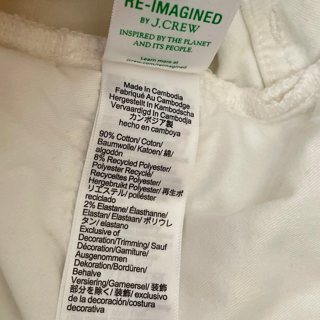 NWT!! J. CREW Mid Rise Kickout Jeans Denim White Stretch Solid Cropped 27 Tall