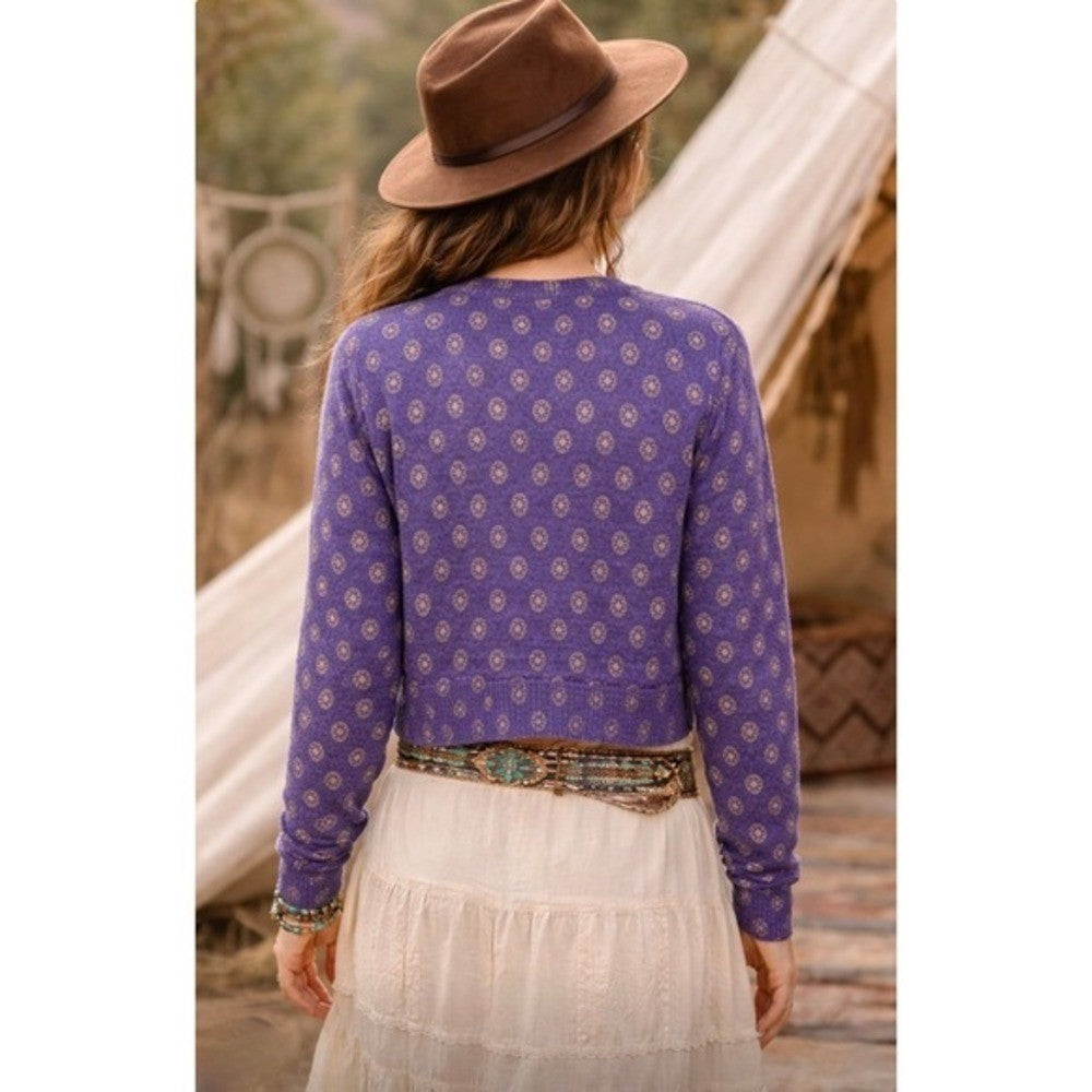 NWT!! FREE PEOPLE Nocturnal Patterned Cardigan Sweater Cardi Floral Small