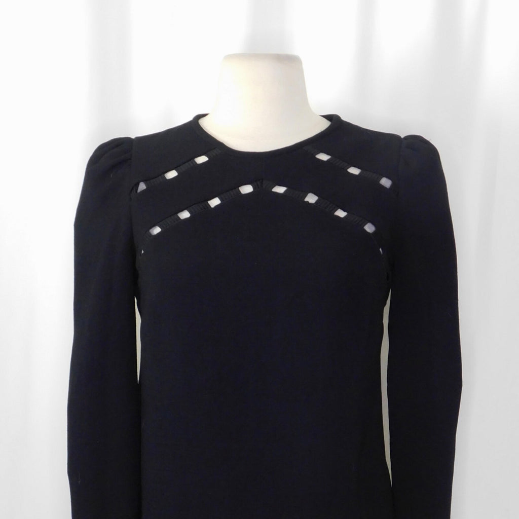 BA&SH Black Corus Top Blouse Cutout Details Solid Cut-Outs Bash Size 0 US Size 4