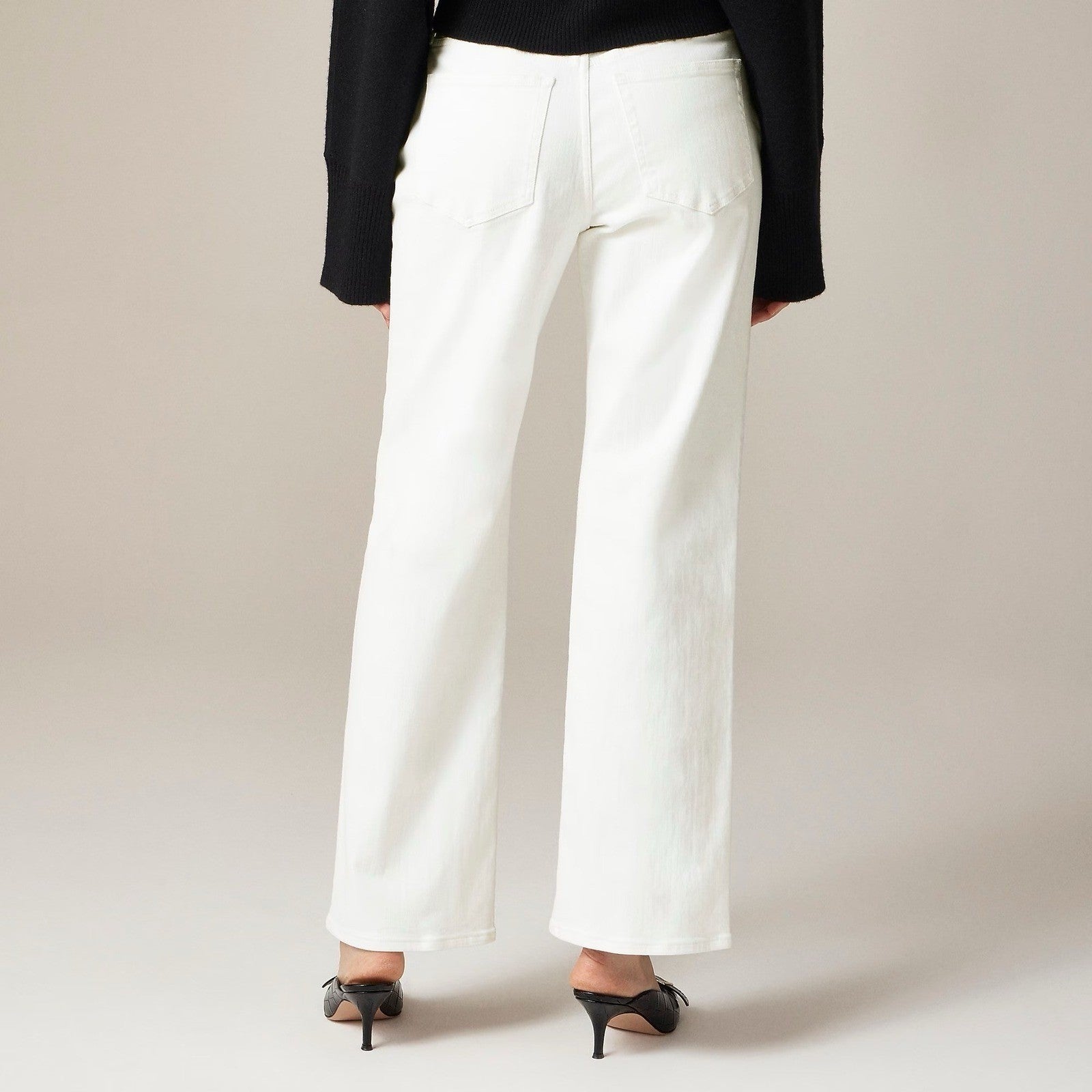 NWT!! J. CREW Lower Rise Full Length Slim Wide Jeans Solid White 27P 27 Petite