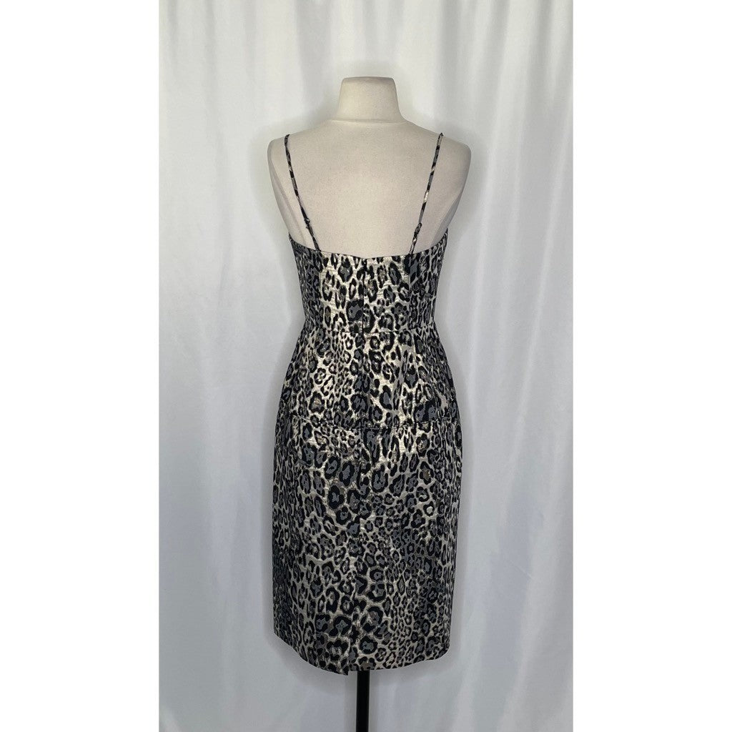 J. CREW Collection Animal Print Sheath Dress Leopard Strappy Bodice Size 4