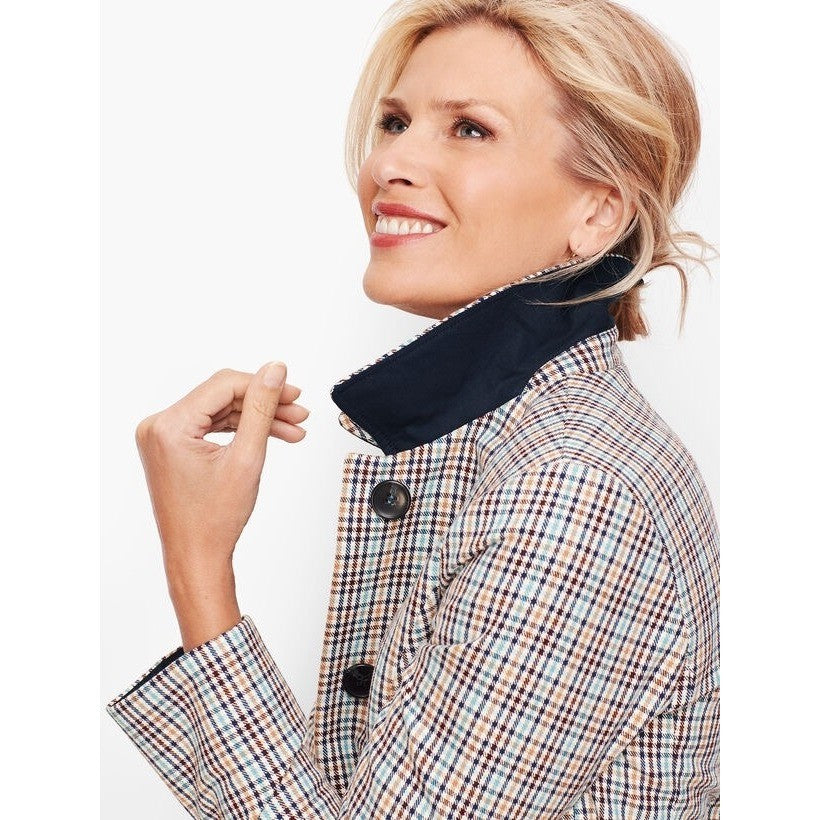 NWT!! TALBOTS Checkered Mac Plaid Coat Jacket Checked Preppy Classic Size 2