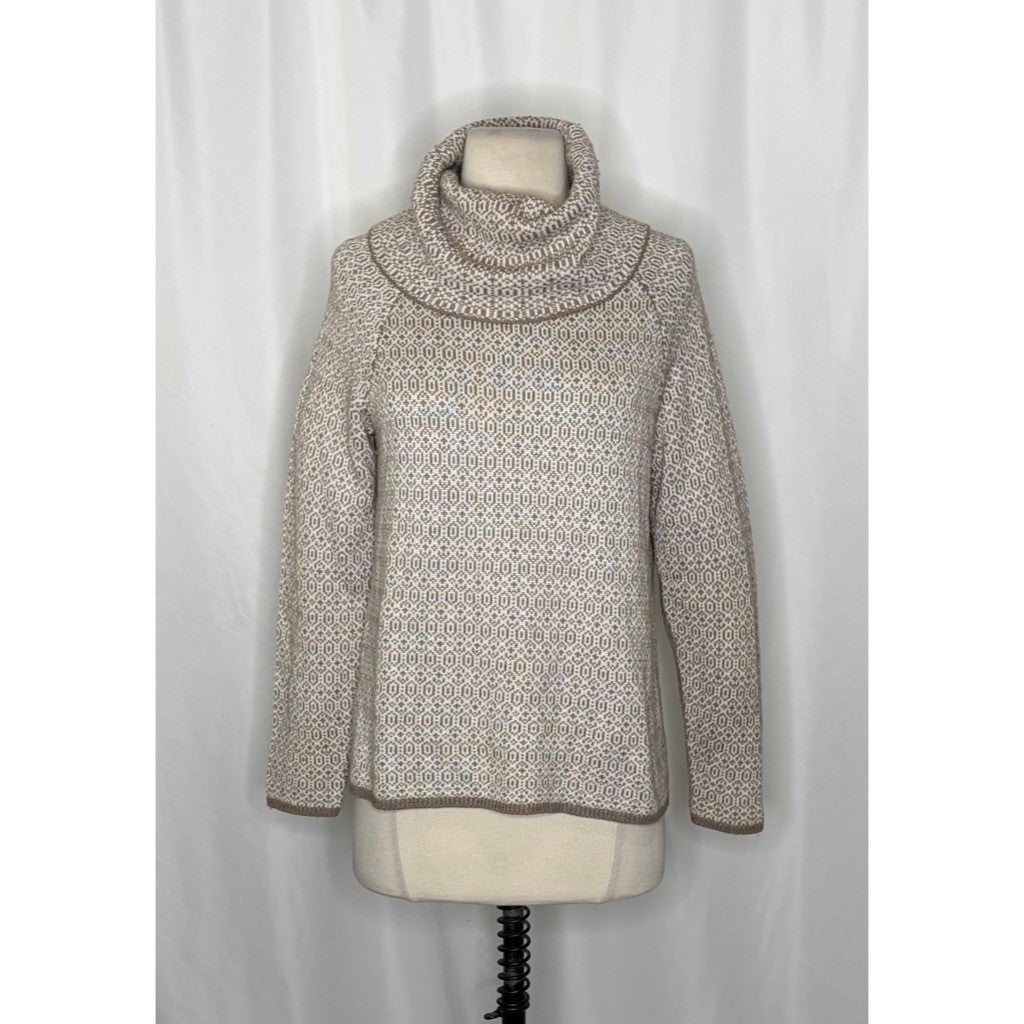 TOMMY BAHAMA Wool Blend Cowl Neck Sweater Coastal Geometric Raglan Knit Small