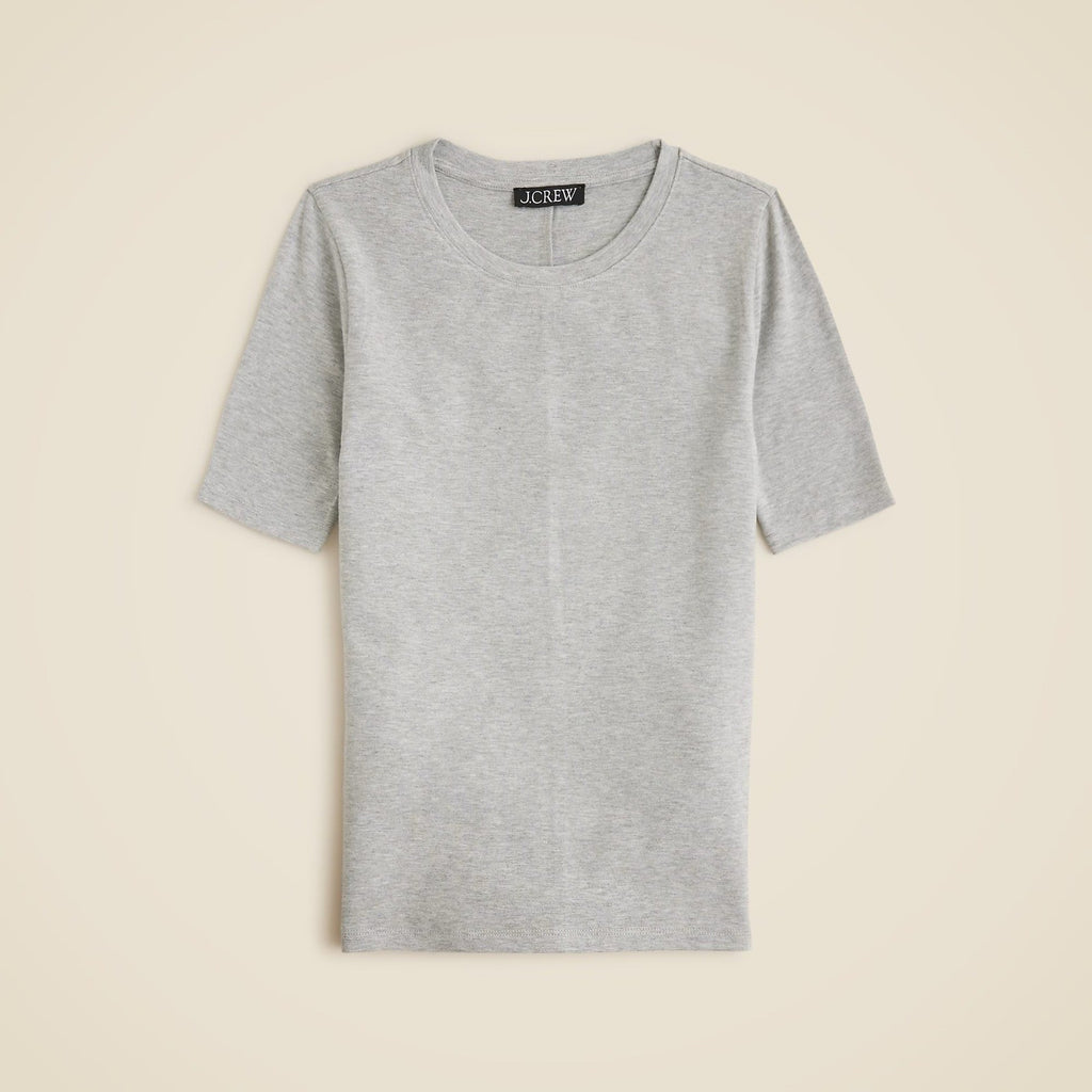 J. CREW Refined Rib Elbow-Sleeve T-Shirt Tee Top Shirt Heathered Silver Large