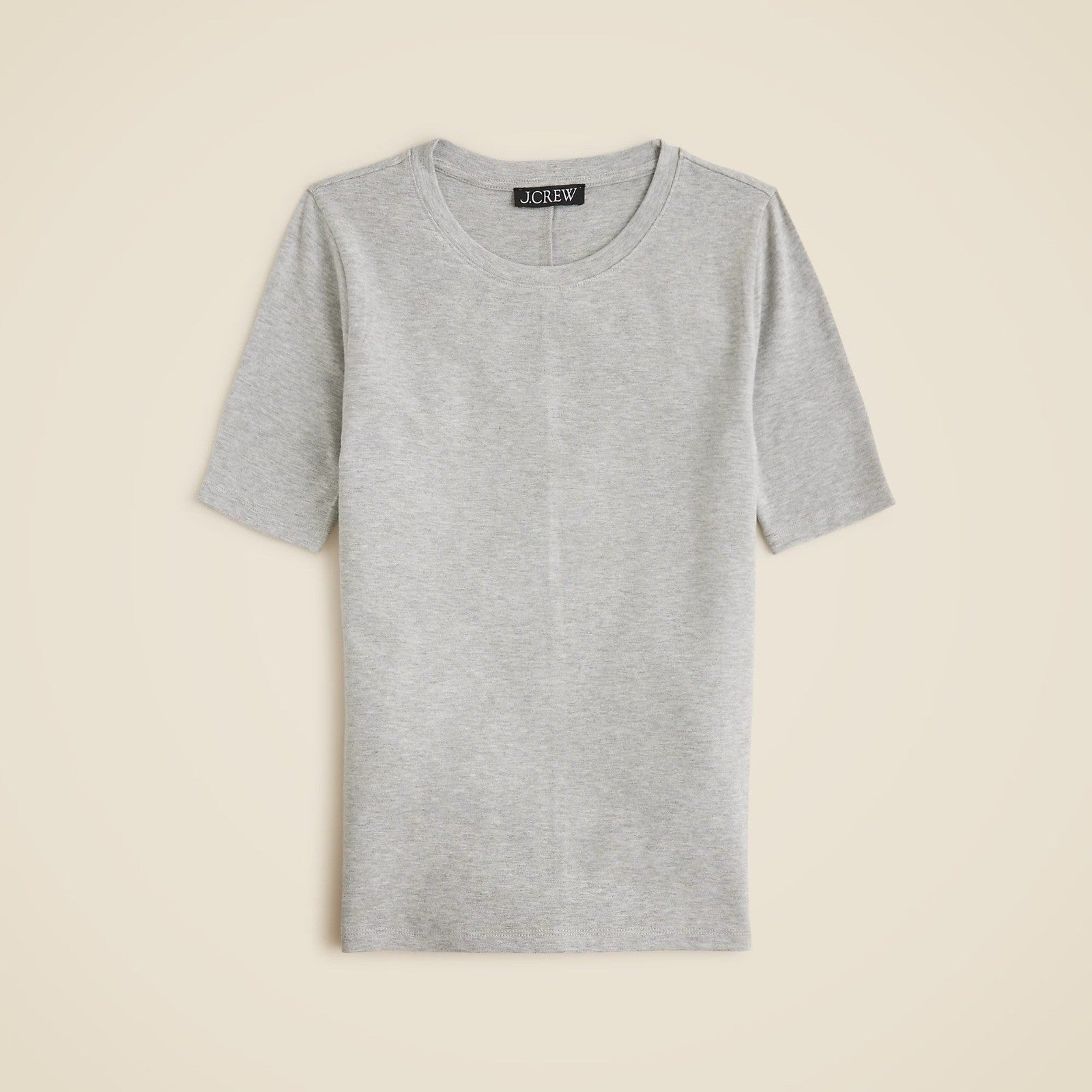 J. CREW Refined Rib Elbow-Sleeve T-Shirt Tee Top Shirt Heathered Silver Large