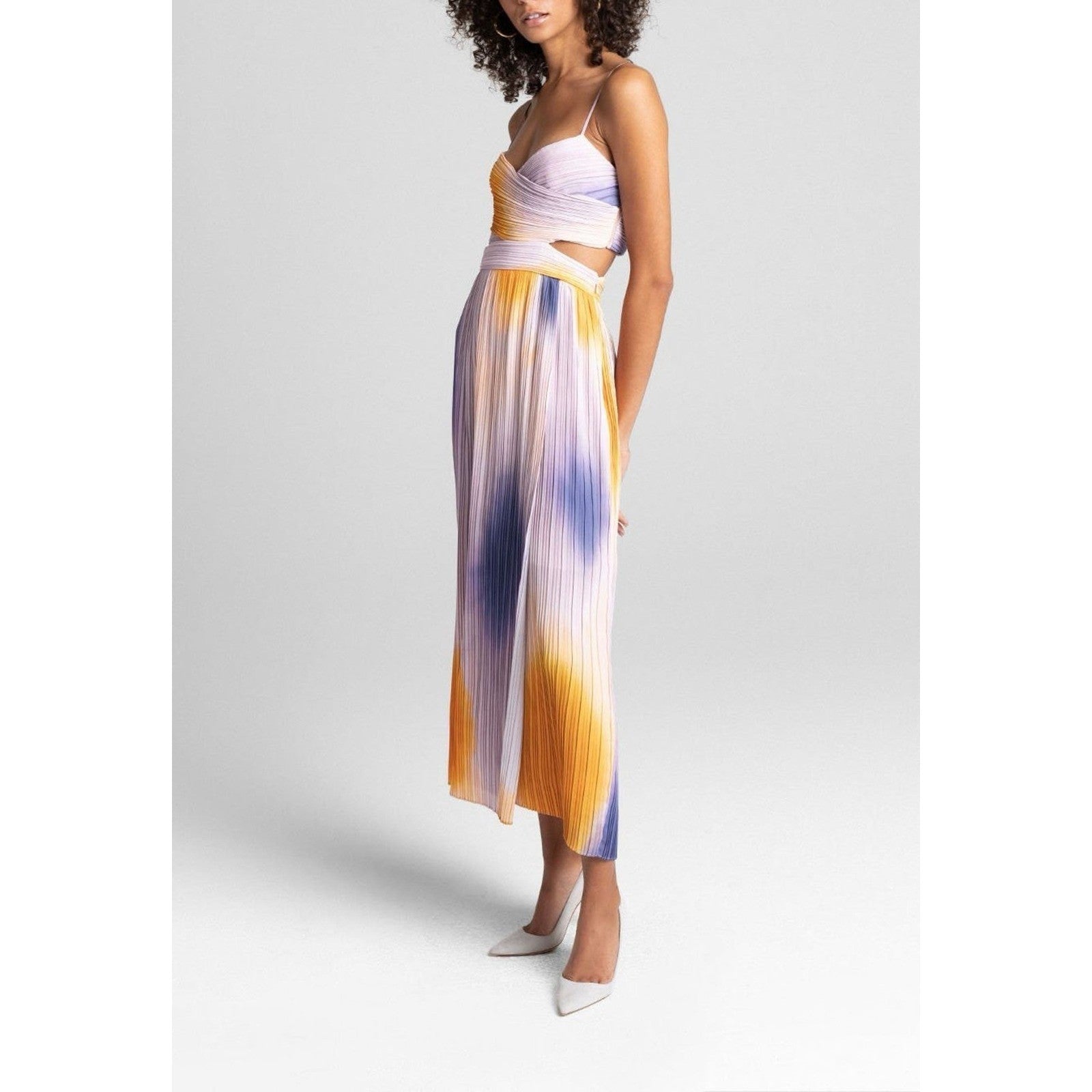 Revolve A.L.C. Sienna Dress Pastel Ombré Pleated Midi Dress Faux Wrap Size 6