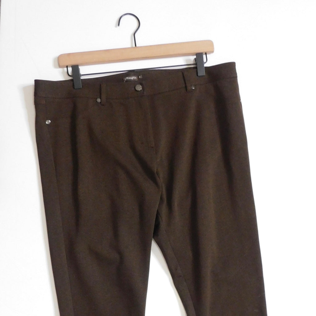 J. MCLAUGHLIN Brown Becca Tapered Trousers Pants Stretch Pockets Legging Size 14