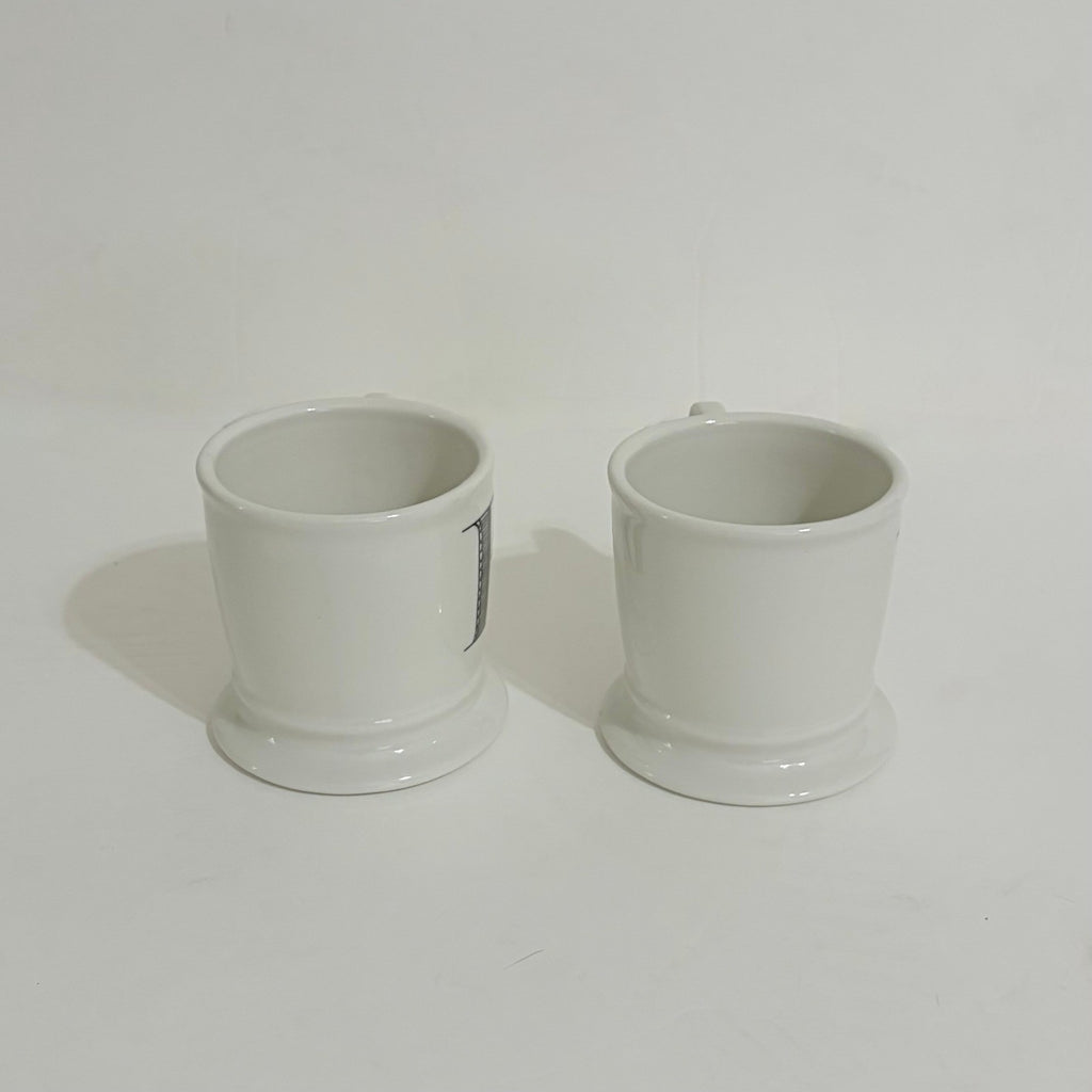 ANTHROPOLOGIE Set of Two 2 Letter "B" Monogram Mugs Coffee Tea Farmhouse B