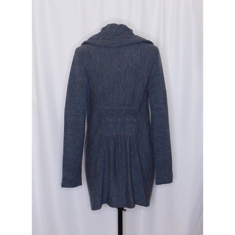 Anthropologie MOTH Gray Wool Ha'penny Cardigan Ruffled Cinched Tie Neck Medium
