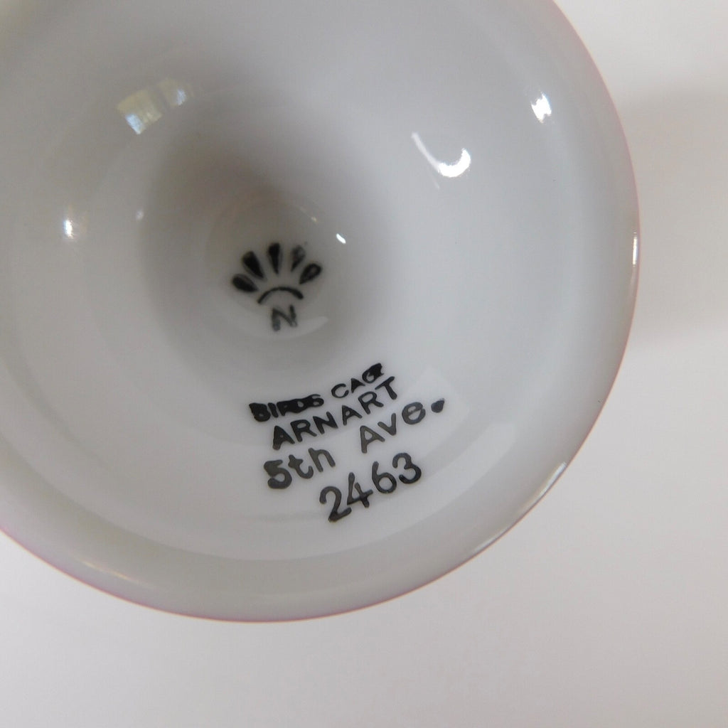 Vintage ARNART 5th Ave Birds Floral Footed Pedestal Mug Coffee Tea Pink White