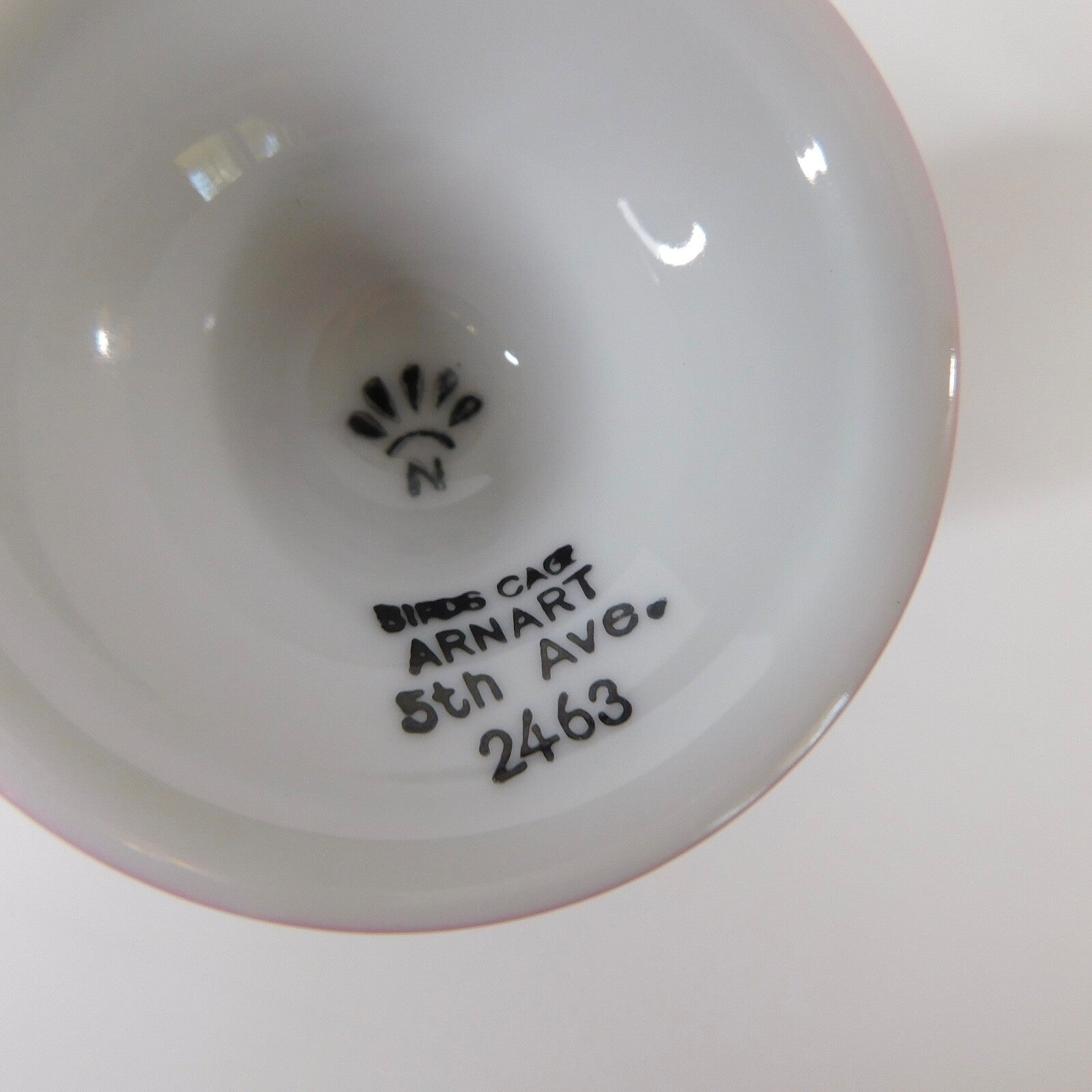 Vintage ARNART 5th Ave Birds Floral Footed Pedestal Mug Coffee Tea Pink White