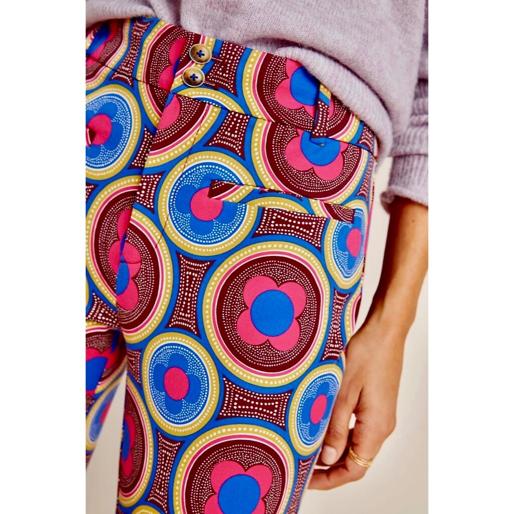 ANTHROPOLOGIE The Slim Trousers Pants Retro Floral Cropped Bright Size 4
