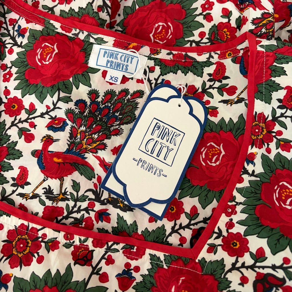 NWT!! Tuckernuck PINK CITY PRINTS Peony Bird Evelyn Dress Floral Maxi X-Small