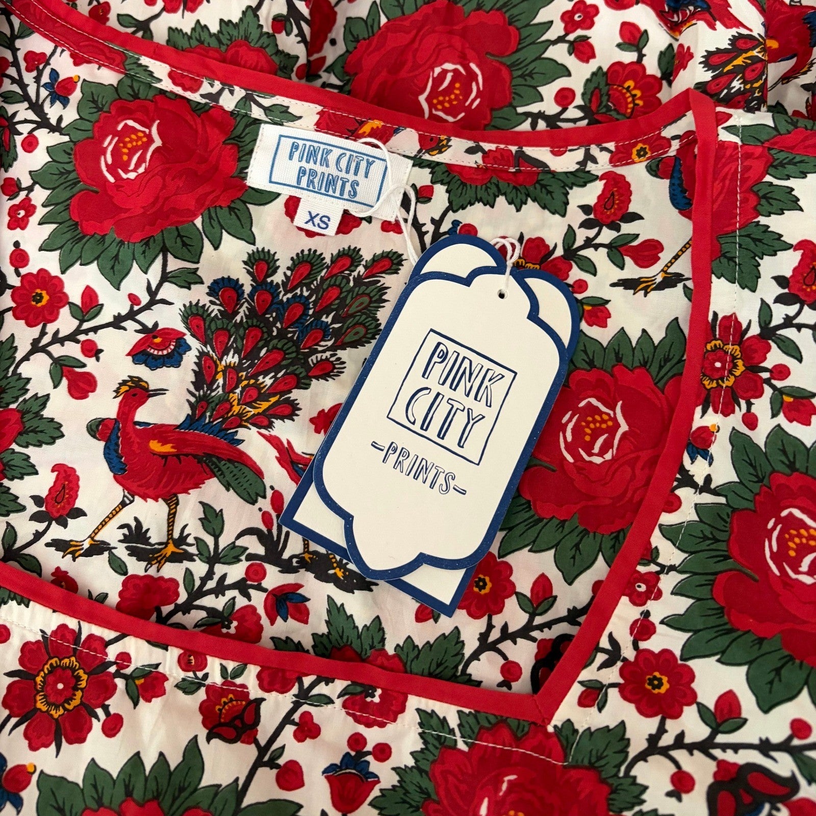 NWT!! Tuckernuck PINK CITY PRINTS Peony Bird Evelyn Dress Floral Maxi X-Small