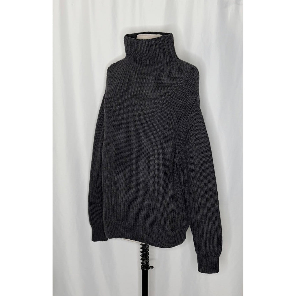 NEW!! Aritzia WILFRED Wool Shaker Knit Mock Neck Turtleneck Sweater Gray Small