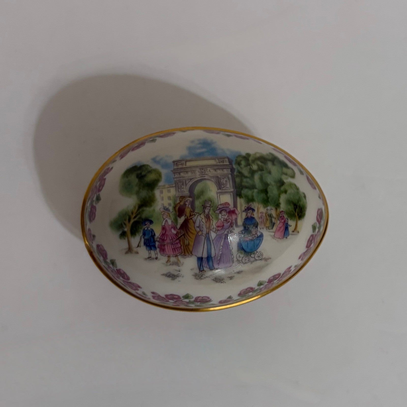 Vintage LENOX Porcelain Egg Trinket Box Mini Small Floral Paris 1985 Easter