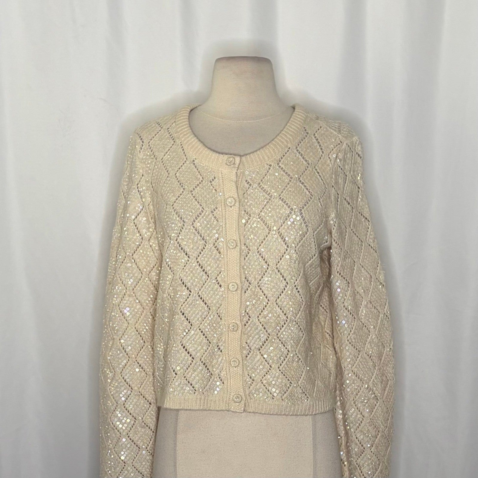 NWT!! Free People WE THE FREE Mermaid Cardi Cardigan Sweater Sequins Small