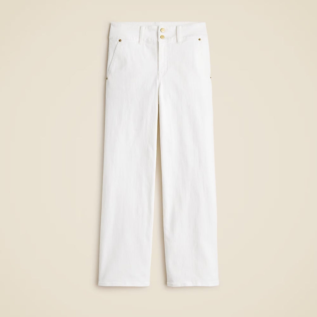 NWT!! J. CREW Slim Wide Jeans Stacked Buttons Solid White Size 30 Petite 30P