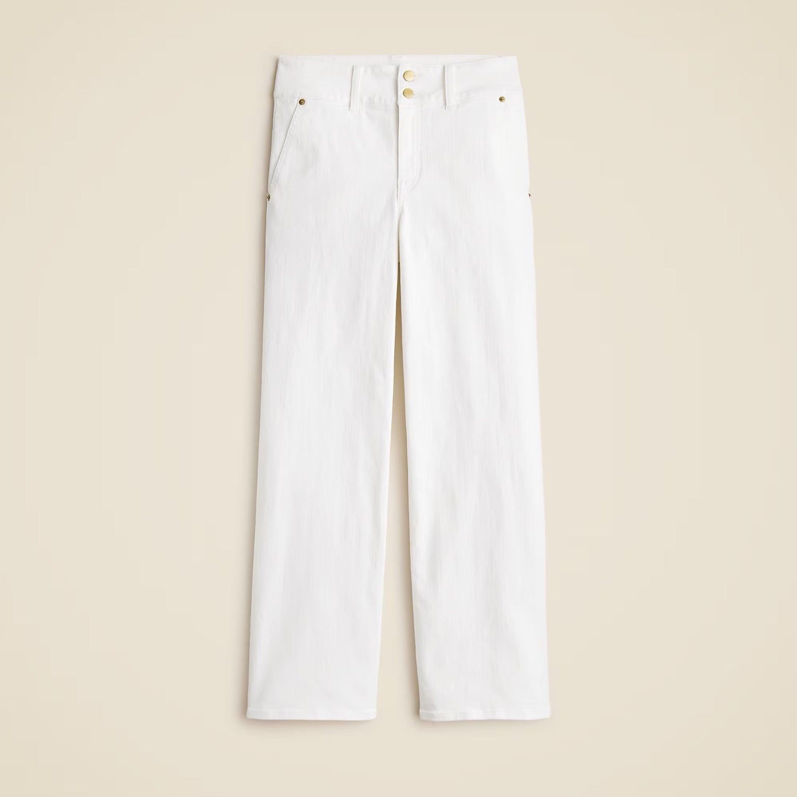 NWT!! J. CREW Slim Wide Jeans Stacked Buttons Solid White Size 30 Petite 30P