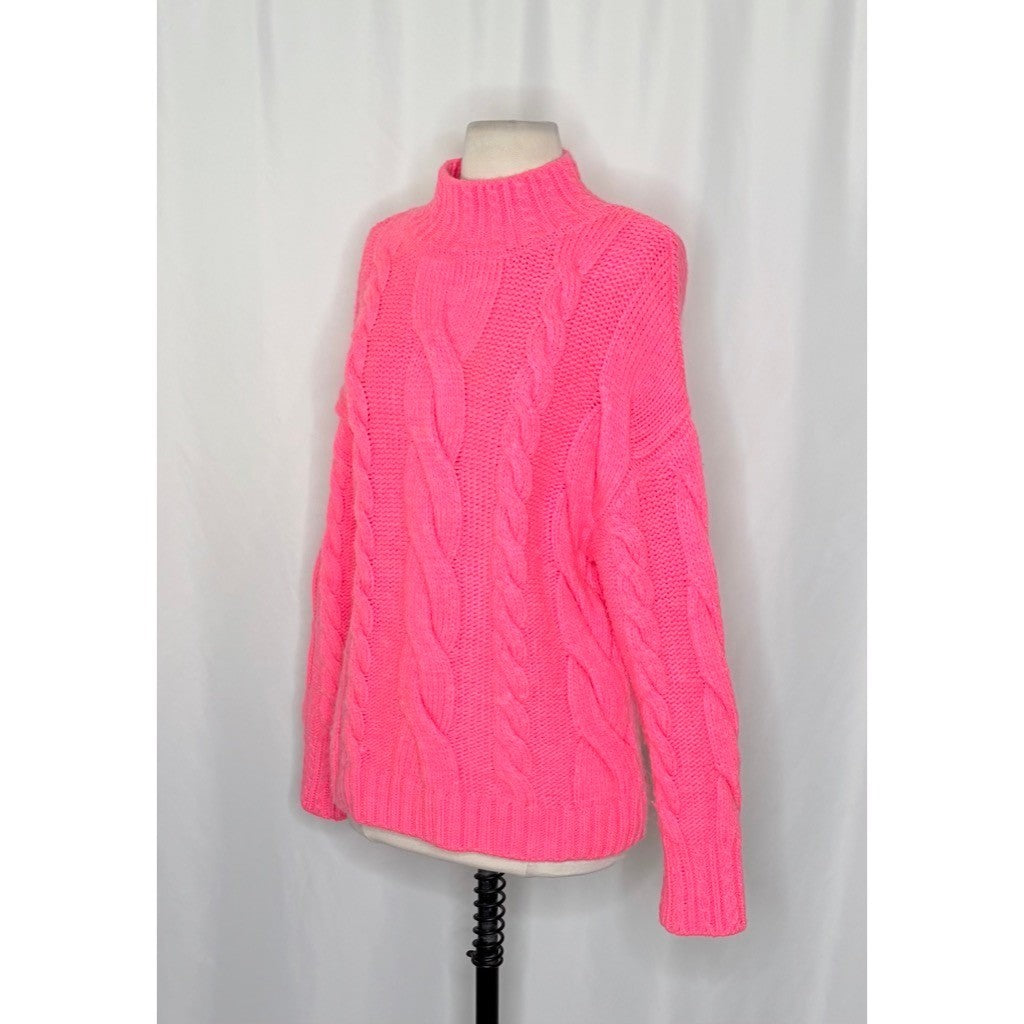 By ANTHROPOLOGIE Pink Cableknit Sweater Wool Pullover Knitwear Small
