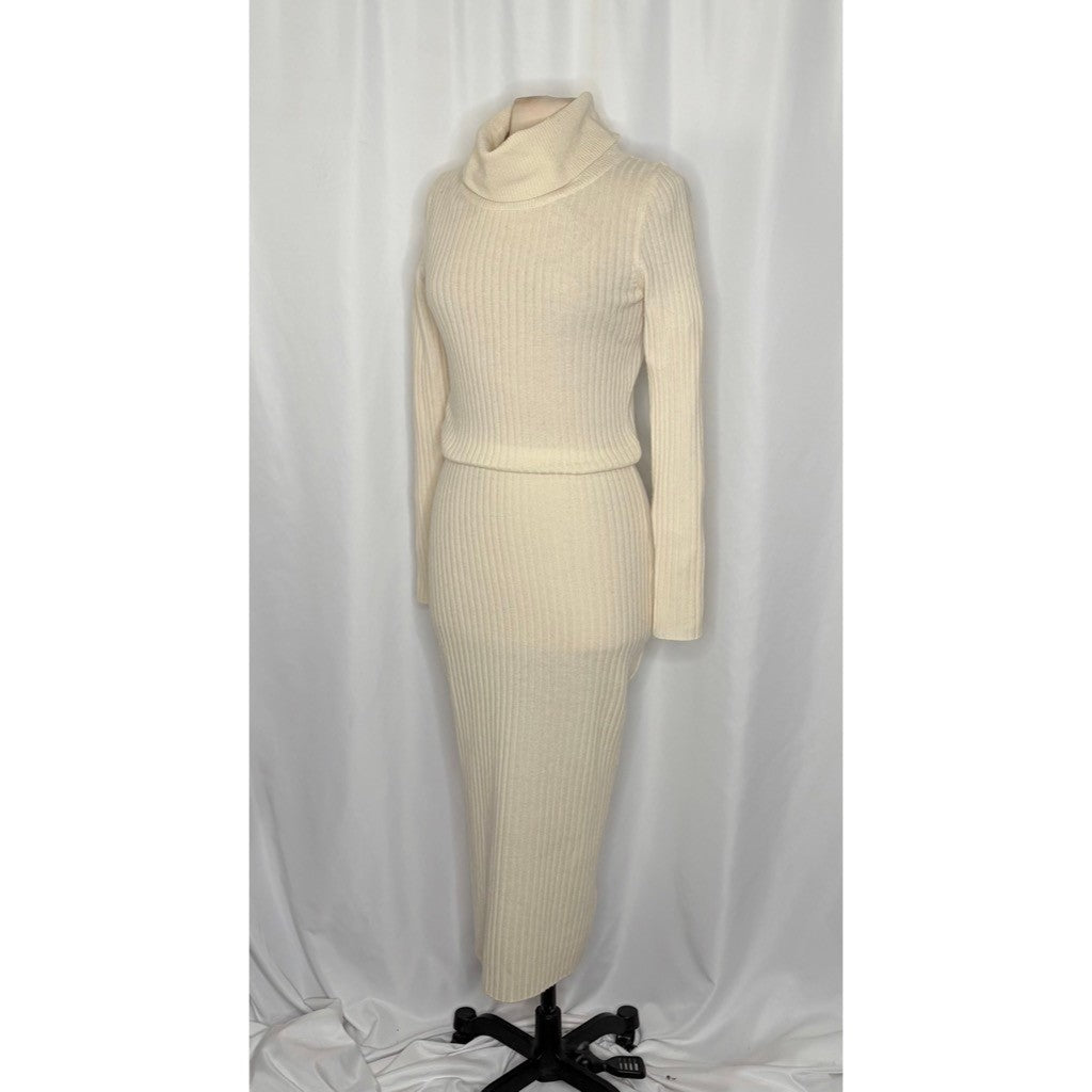 ALICE + OLIVIA Cashmere Wool Hailee Sweater Dress Cowl Neck Midi Ribbed Medium