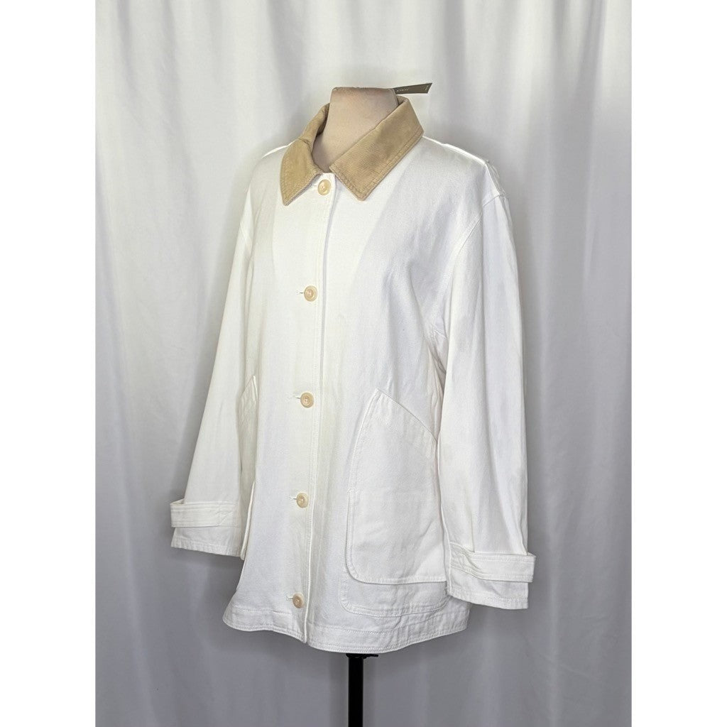 NWT!! J. CREW Barn Jacket Canvas Ivory Corduroy Collar Pockets Outdoors X-Large