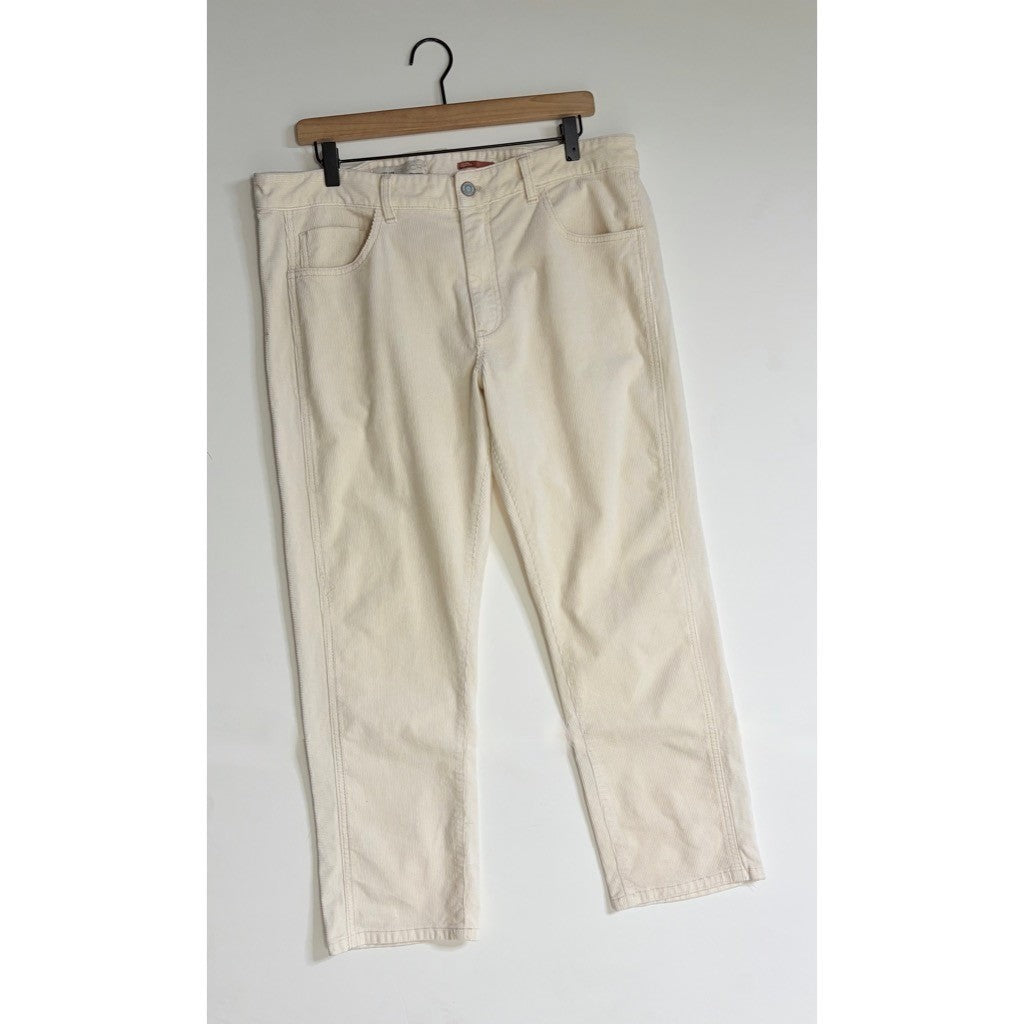 NEW!! Anthropologie PILCRO High Rise Slim Boyfriend Corduroy Pants Ivory Size 32