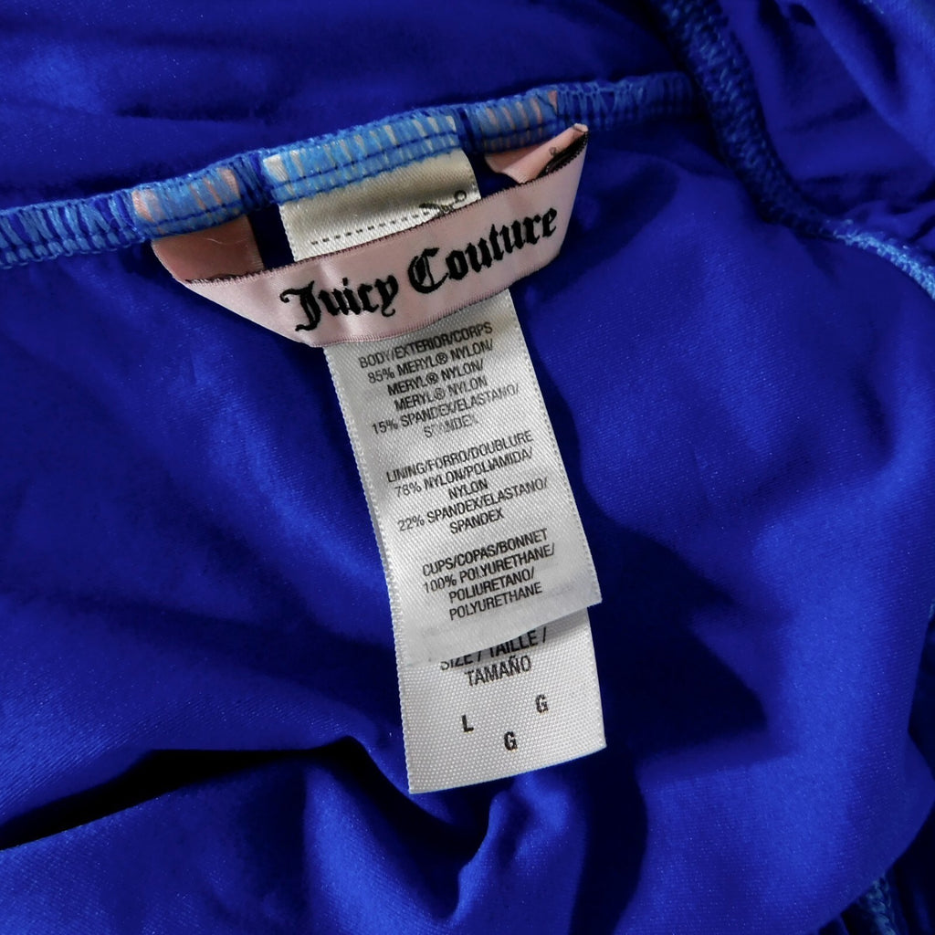 JUICY COUTURE Blue Miss Divine Hearts Pinup One Piece Halter Swimsuit Large
