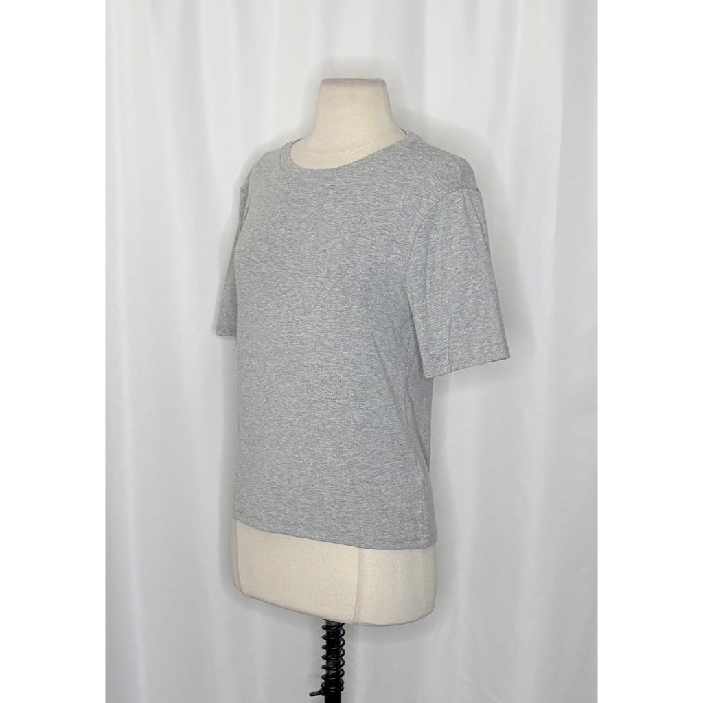 J. CREW Refined Rib Elbow-Sleeve T-Shirt Tee Top Shirt Heathered Silver Large
