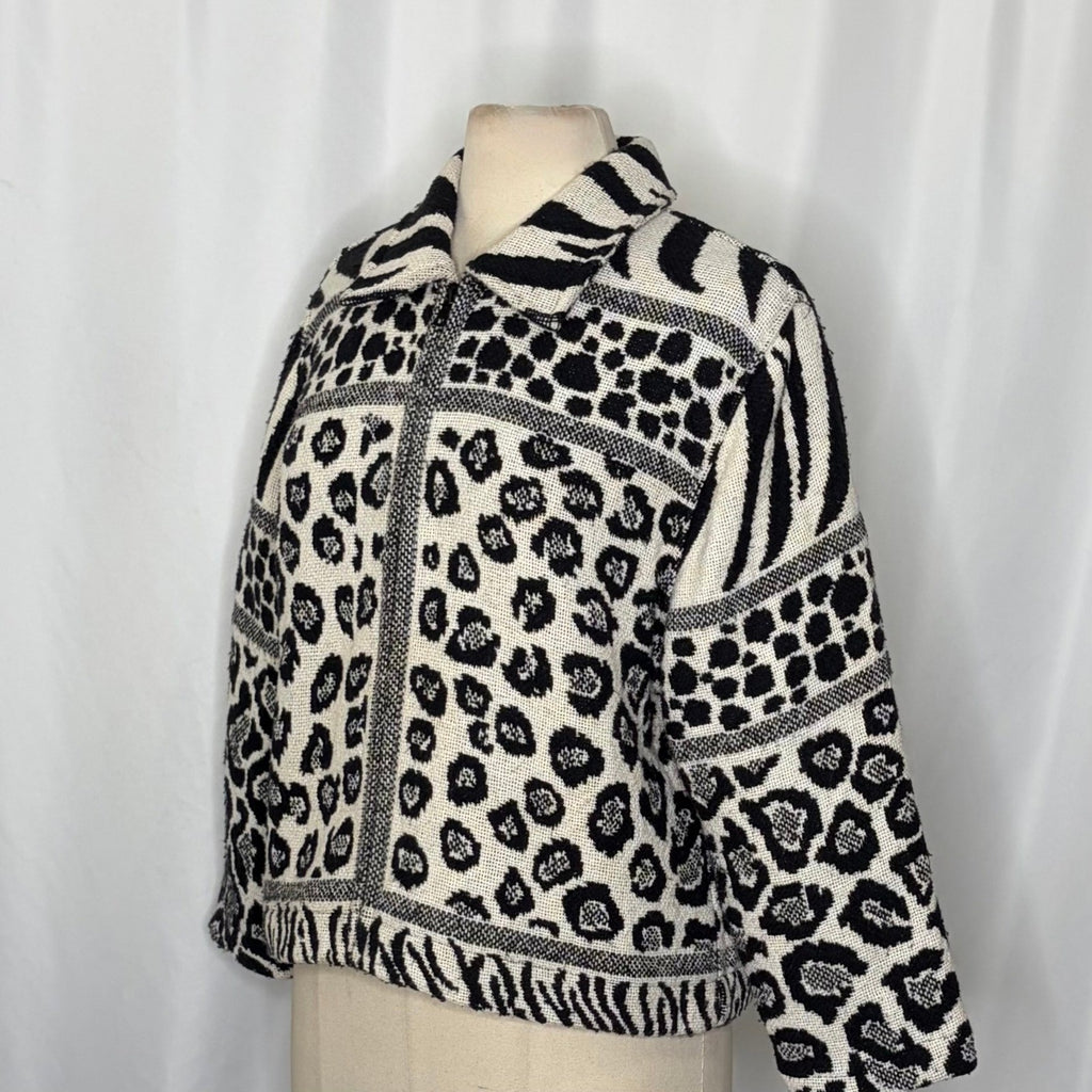 Vintage PAINTED PONY Animal Print Jacket Cropped Cottagecore Western Medium